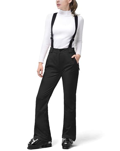 Image of 33,000ft Womens Ski Pants Waterproof Ski Trousers Windproof Snowboard Pants Softshell Warm Ski Suit with Adjustable Waist & Detachable Braces Black XS/31L