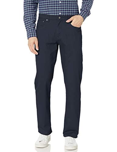 Image of Amazon Essentials Men's Relaxed-Fit 5-Pocket Stretch Twill Trousers, Navy, 40W / 34L