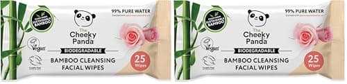 Image of The Cheeky Panda Bamboo Facial Make Up Remover Wipes | Sustainable Face Wipes Eye Makeup Remover | Rose Scented Pack of 50 Face Wipes | 99% Purified Water