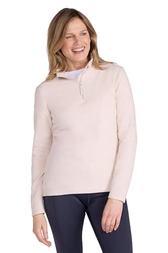 Image of Mountain Warehouse Snowdon Womens Fleece Top - Warm Ladies Pullover, Lightweight Sweater, Half Zip, Breathable & Quick Drying - Spring Summer, Walking, Travel Light Beige Women's Size 12