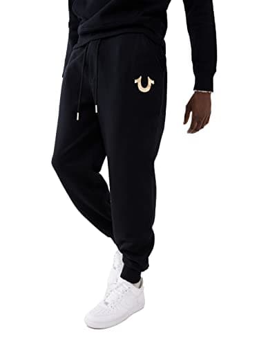 Image of True Religion Men's Metallic Horseshoe Jogger, Black, M