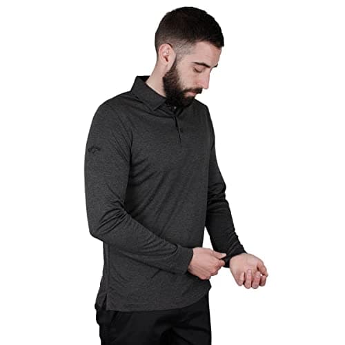 Image of Callaway Golf Mens Long Sleeve Golf Polo Shirt - Black Heather - S