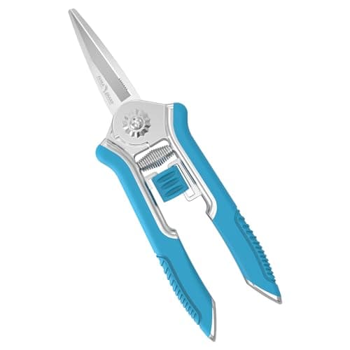 Image of FLORA GUARD Micro-Tip Pruning Snip, 6.5 Inch Secateurs with Soft-Touch Handle, Pruning Shears, Stainless Steel (Blue)