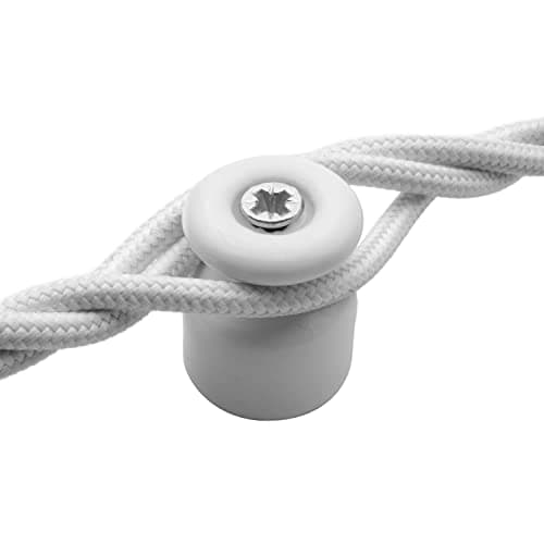 Image of Amarcords - Cable clamp with screws and plugs. 25 vintage colored porcelain insulators for color wall braid cable installations WHITE