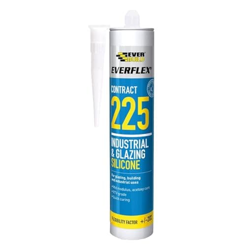 Image of Everbuild – Everflex – 225 Contract Industrial & Glazing Silicone – Industrial and Glazing Sealant – Adheres to Most Common Building Materials – Transparent – 295ml