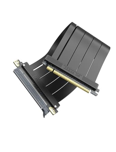 Image of EZDIY-FAB PCIe 5.0 X16 Riser Cable,128GB/s Bandwidth, for RTX 50/40 & RX 9000/7000 GPUs, PCIe Extension Card, Backward Compatible with PCIe 4.0/3.0,Vertical GPU Mount,Straight-30cm,Black