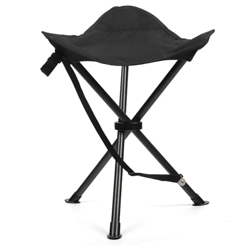 Image of Outplea 45CM (H) Portable Folding Tripod Camping Stool Outdoor, Compact Lightweight 3 Leg Fishing Seat, Black