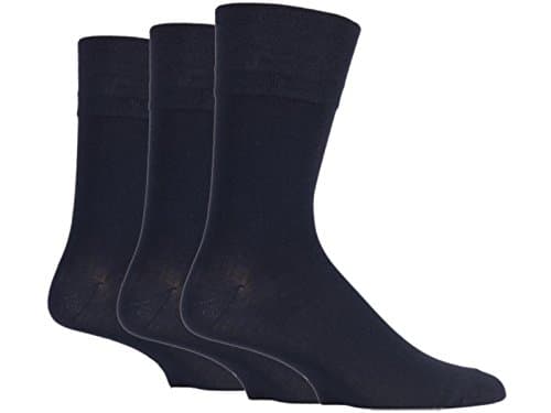 Image of 6x Pairs of Mens Plain Gentle Grip Non-Elastic Socks/UK 6-11 Eur 39-45 (Plain Navy)