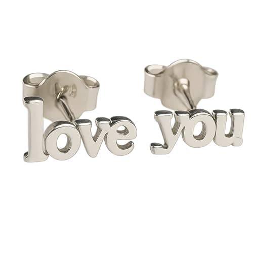 Image of Love You Dainty Sterling Silver Stud Earrings - Birthday Gift - Handmade Jewellery Gift Ideas for Women and Valentine's Day (sterling-silver)