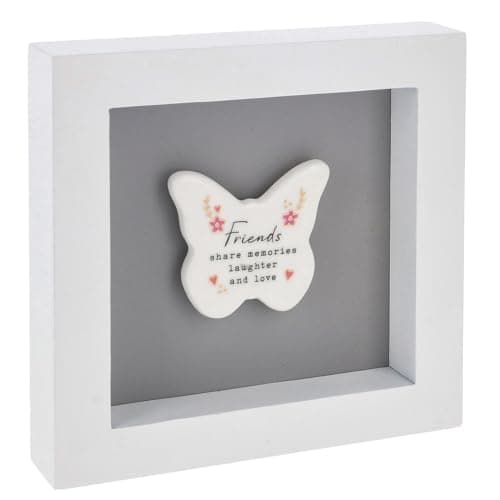 Image of Shudehill Giftware Heartfelt Art Butterfly Plaque in White Frame Small - Mum, Mummy, Grandma, Friend, Family (Friend)
