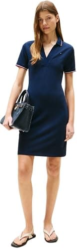 Image of Tommy Hilfiger Women’s 1985 Slim Fit Polo Dress, Blue (Dark Night Navy), XS