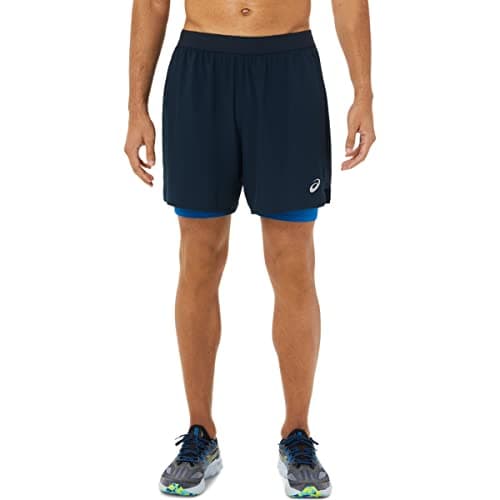 Image of ASICS Men's Road 2-N-1 7IN Short Running Apparel, S, French Blue/Lake Drive, French Blue/Lake Drive, Small