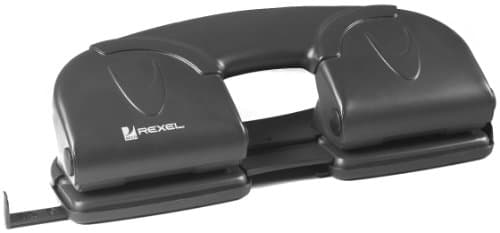 Image of Rexel V412 4 Hole Punch, 12 Sheet Capacity, Adjustable Guide Bar, Metal, Black, 8309