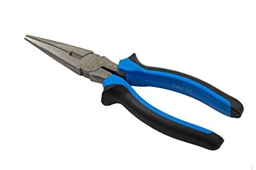 Image of US PRO Tools 8" 200mm Straight Long Nose Pliers NI-FE Finish Comfort Grip 2215