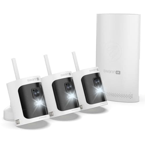 Image of Swann AllSecure 4K Wireless Security System with 3 x Wire-Free Cameras & 3 x Rechargeable Batteries, NVR Tower, Always Charged, Always Secure - AS4K800SD3