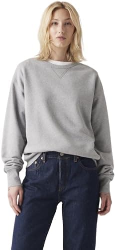 Image of Levi's Women's Sweatshirt Heritage Crew Neck in Cotton, Standard Fit, Grey (Starstruck Heather G), XS