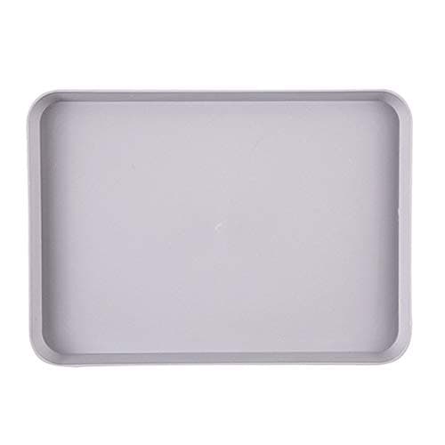 Image of Anti-Slip Rectangular Plastic Serving Tray - Multifunction Storage for Dinner, Drinks, Fruit, Dessert and Food - Kitchen, Home, Gift in Grey L