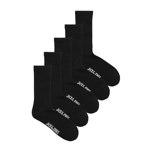 Image of JACK & JONES Mens Jacbasic Tennis Socks, Pack Of 5, Black/pack: Black - Black - Black - Black