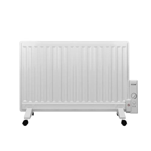 Image of AMOS 1000W Free Standing Oil Filled Panel Radiator with Adjustable Temperature Thermostat Compact Slim Home Office Electric Heater