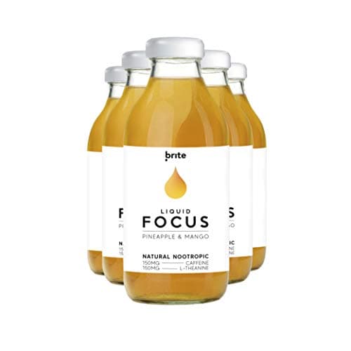 Image of Brite Liquid Focus Natural Nootropic Drink for Mental Performance, Pack of 12 x 330 ml (Pineapple and Mango)