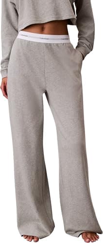 Image of Calvin Klein Women’s Jersey Pyjama Bottoms with Logo Waistband, Grey (Grey Heather), L