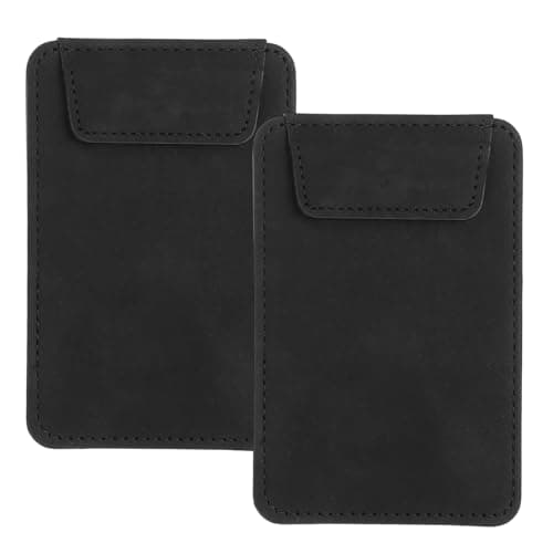 Image of sourcing map 2 Pack Mini Clipboard, 5" x 3" Leather Small with Pen Holder, Mini Size Magnetic Writing Clipboard for Business, Office,Restaurant and Hotel (Black)