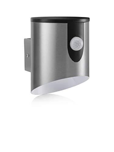 Image of Auraglow Stainless Steel Outdoor Battery Powered Wireless LED PIR Motion Sensor Security Wall Light IP44, Cool White Cylinder Sconce for Porch, Garage, Drive and Garden