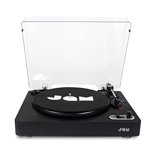 Image of Jam Spun Out Wireless Turntable - Bluetooth Record Player, 3-Speed Vinyl Player, Portable Home Turntables for Records with Dust Cover, Headphone Jack Out, Aux-In, Convert Vinyl to MP3, Black