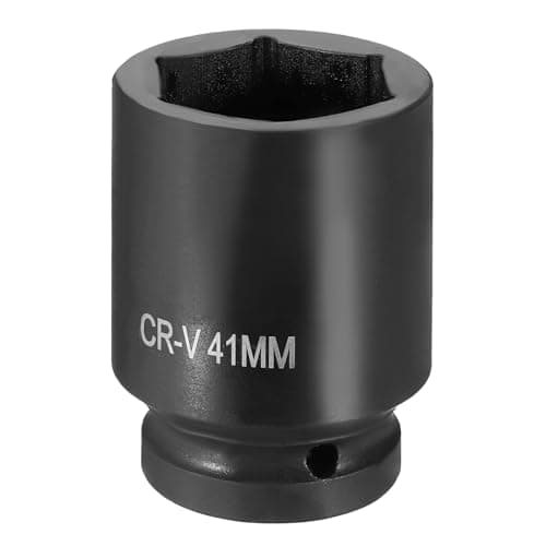 Image of sourcing map 6 Point Impact Socket 1" Drive 41mm Metric Socket CR-V Steel Spindle Axle Hex Sockets for Machine Shaft Nuts Bolts Repair, Black