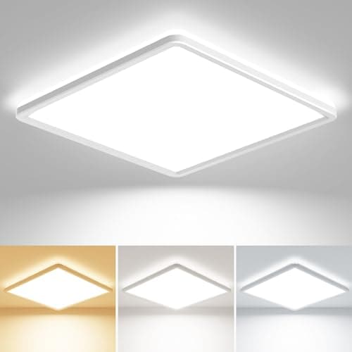 Image of zemty 24W 2400LM 29CM LED Ceiling Light, 3000K/4000K/6500K Bathroom Lights IP44 Waterproof, Square Flush Ultra Thin Ceiling Lighting for Kitchen Bedroom Toilet Hallway Office