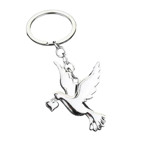 Image of NIHENHAO Elegant Peace Keychain Metal Key Chain Holder keyring Pendant Housewarming for Men and Women-white king