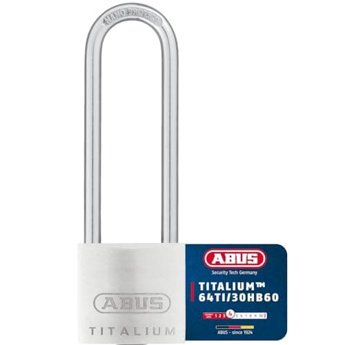 Image of ABUS Titalium 64TI/30HB60 Padlock - with high Shackle - Basement Lock with Lock Body Made of Special Aluminium - Hardened Steel Shackle - ABUS Security Level 4