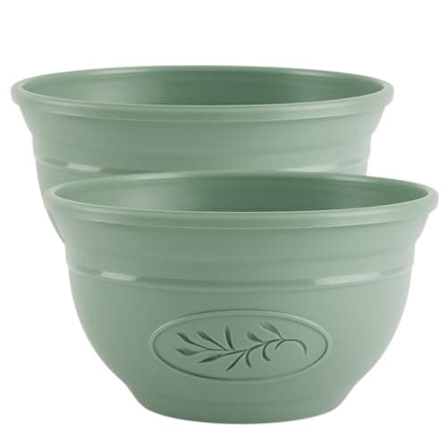 Image of Divas World Olive Green Plastic Planter Pot 30cm Decorative Round Plant Bowl 6 Litre Volume Lightweight Durable Weatherproof Design Indoor Outdoor Garden Patio Balcony Use (2)