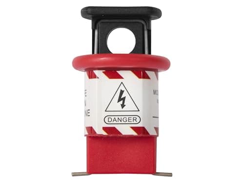 Image of The Workplace Depot Pin Out Wide Lockout Device – Tool-Free Snap-On Circuit Breaker Safety Lockout, Reinforced Nylon, Black/Red, Padlock-Ready – Universal Fit for Miniature Breakers