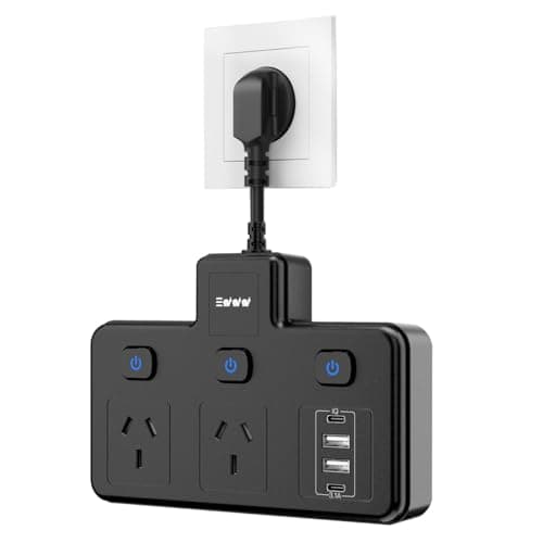 Image of Frohsun Power Board USB C, 6 in1 Power Strip, Power Board Surge Protector with 2-Sockets Combo, 2-USBA and 2-USBC, Surge Protection 2400W/10A, for Home and Office Use-Black