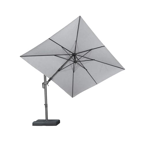 Image of PURPLE LEAF 3 X 3 M Garden Cantilever Parasol, Swivel Square Patio Umbrella with 3-Year Fade Resistance Recycled Fabric, with Crank Handle and Tilt for Balcony and Outdoor, Light Grey