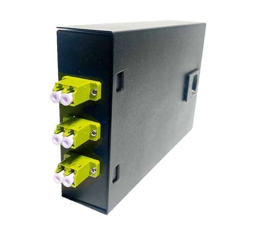 Image of Fiber Optic Wall Mount Box with LC Couplers for Single Mode & Multimode Fiber Optic Cable. | Fiber Box Enclosure for MPOE’s, Network Rooms, and IDF Rooms. (LC 6 Strand OM1 with Pigtails)