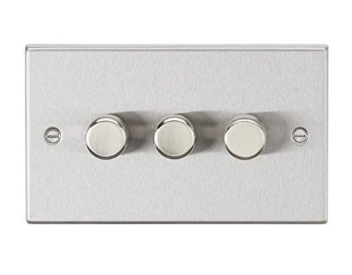 Image of Knightsbridge CS2183BC 3G 2 way 10-200W (5-150W LED) trailing edge dimmer - Square Edge Brushed Chrome, 149.3 mm*89.0 mm*10.5 mm