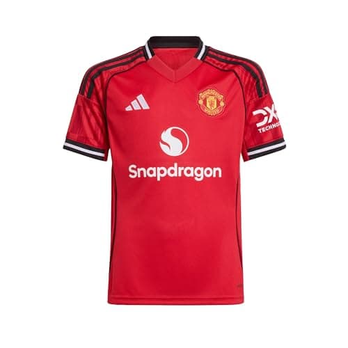 Image of adidas Kids Manchester United Home Shirt 2025 2026 Juniors Red 11-12 Years
