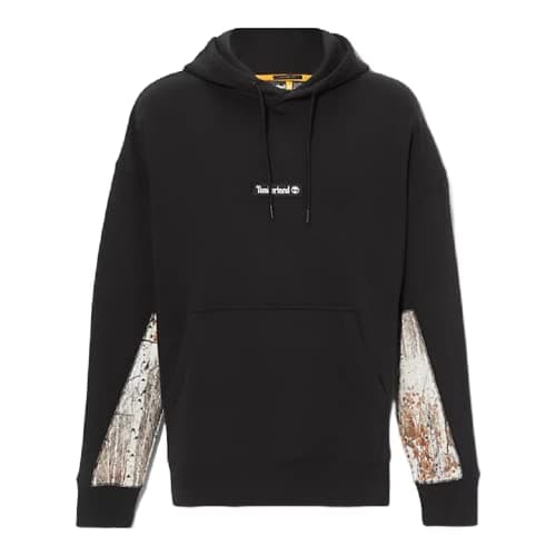 Image of Timberland Men's Winter Hooded Sweatshirt with Elbow Inserts, Black, L