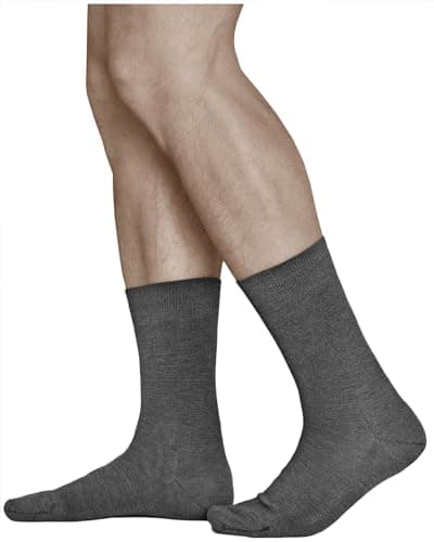 Image of vitsocks Men's 80% MERINO WOOL Thin Warm Winter Socks (3 PAIRS) Fine Business Dress Everyday Woollen Mid-Calf, grey, 10-12