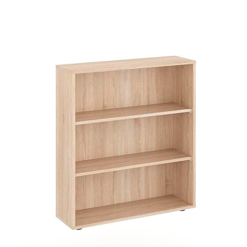 Image of Komto Sonoma Oak Bookcase – 3 Tier Bookshelf, Open Storage Shelving Unit for Bedroom, Living Room, Home Office and Dining Room | Lumo 80 x 90 x 24 cm (WxHxD)