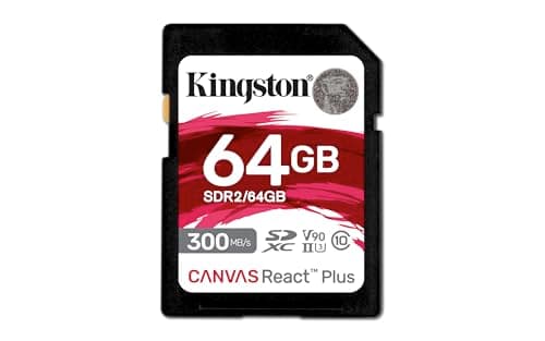 Image of Kingston Canvas React Plus 64GB SDXC Memory Card UHS-II 300R/260W U3 V90 for Full HD/4K/8K - SDR2/64GB