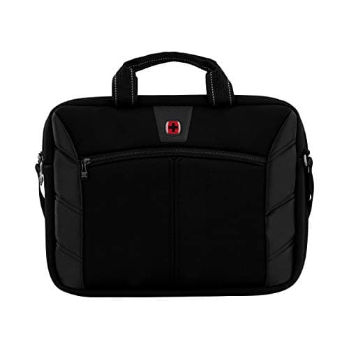 Image of Wenger Sherpa 16-Inch Laptop Briefcase – Slim Protective Laptop & Tablet Bag, Padded Compartment, Front Quick‑Access Pocket, Adjustable Shoulder Strap, Dual Handles & Trolley Sleeve – Black