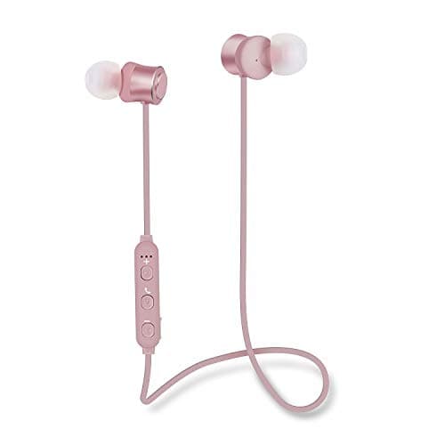 Image of groov e Metal Buds - Wireless Earphones with Remote & Mic - Bluetooth Connectivity - Neckband Headphones with Ergonomic Design - USB Charging - 4hrs Audio Playback - Rose Gold
