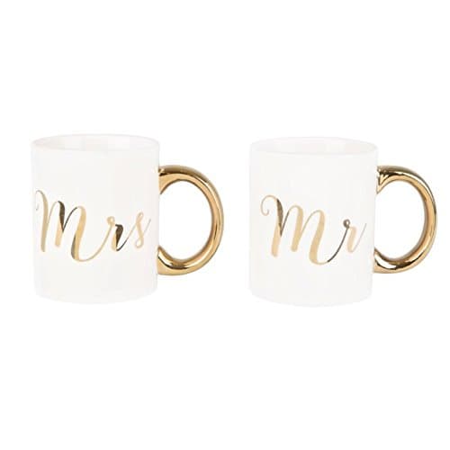 Image of Gold Mr & Mrs Mug Set by Sass & Belle Set Wedding Cup His and Hers Home Anniversary Fun