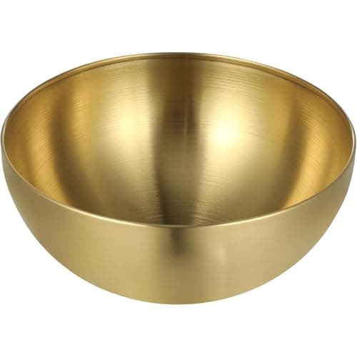 Image of Ragyzity Stainless Steel Mixing Bowl, 1.5L Large Gold Serving Bowl, Kitchen Salad Bowls, Multi-Function Serving Bowls for Fruit, Ramen, Pasta, BBQ, Dishwasher Safe, Unbreakable and Reusable