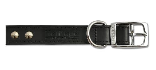 Image of Ancol Black Studded Leather Dog Collar for Dogs and Puppies - High Quality Bridle Leather Pet Training Collar with Chrome Studs - Size 39-48cm Size 5