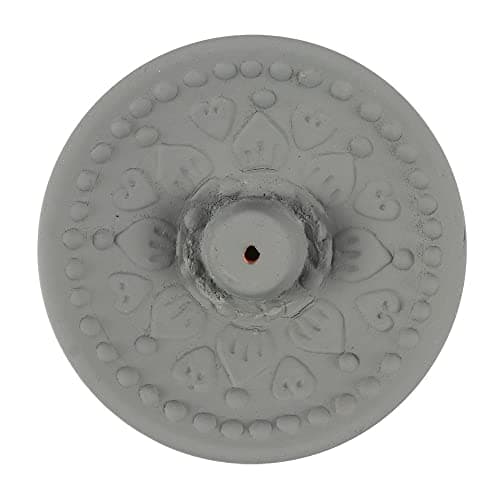 Image of Something Different Grey Mandala Terracotta Incense Plate Incense, Terracotta, Multicoloured, Single