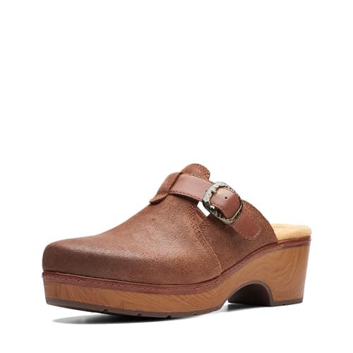 Image of Clarks Women's Paizlee Nora Clog, Tan Suede, 7.5 UK Wide